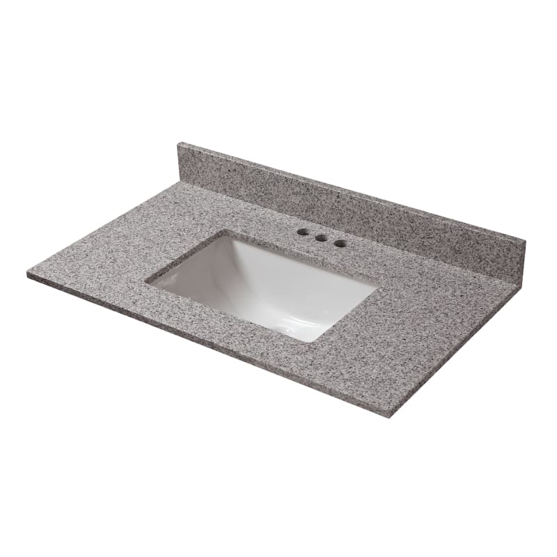 Miseno MTOP-3119-TR4 31 Granite Vanity Top with 4 Backsplash - Sink Included Greystone