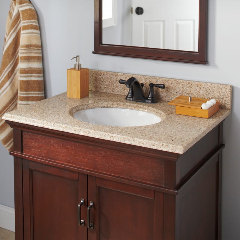 Miseno MTOP-3119-4 31 Granite Vanity Top with 4 Backsplash - Sink Included Beige