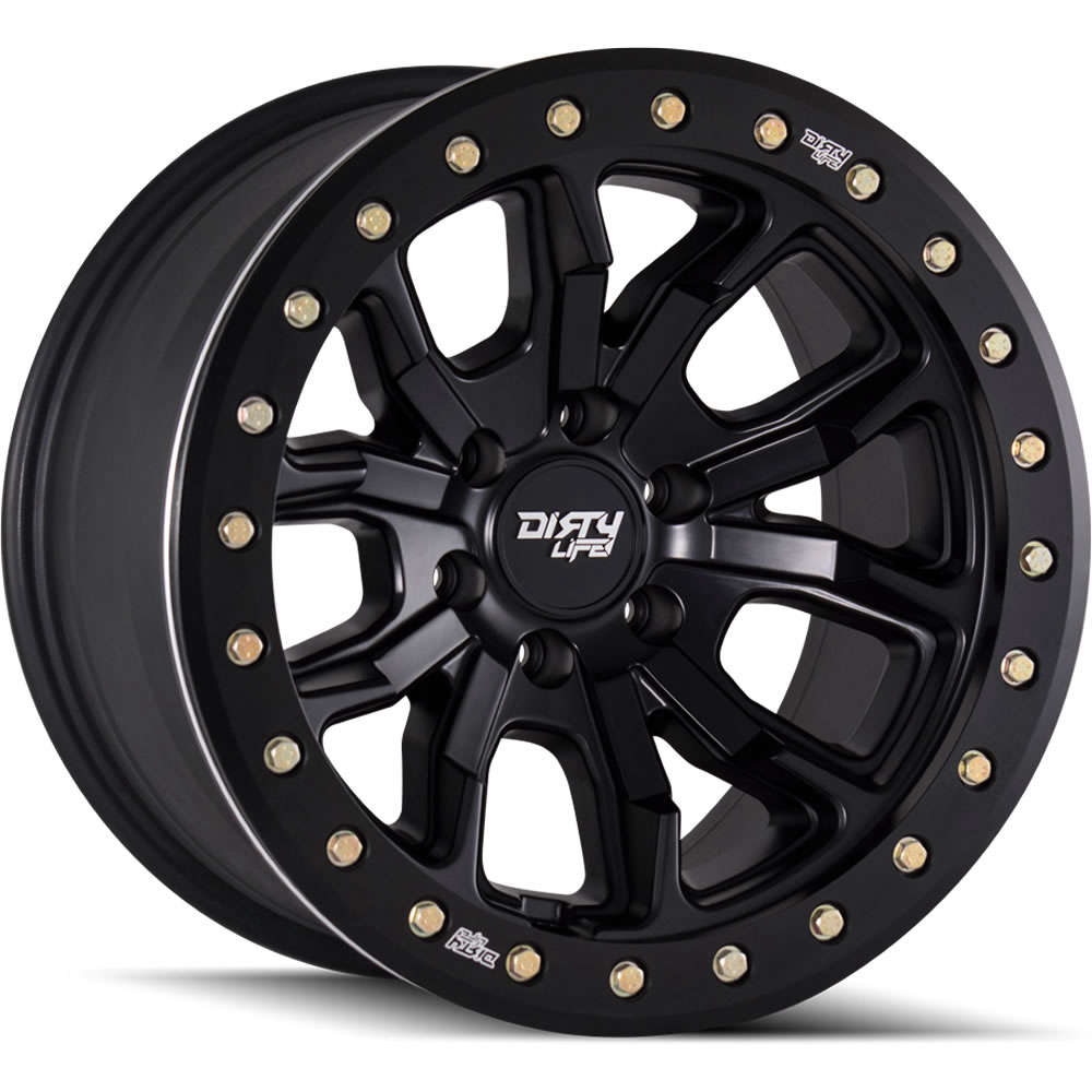 17 X 9 in. 5 X 139.7 Bolt Pattern -38 Mm Offset 108 Mm Hub 9303 DT-1 Matte Black Beadlock Wheel