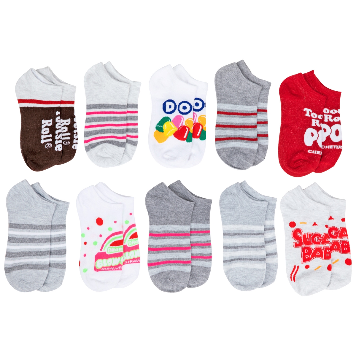 Tootsie Roll Candy Wrapper No Show Socks - 10 Pair