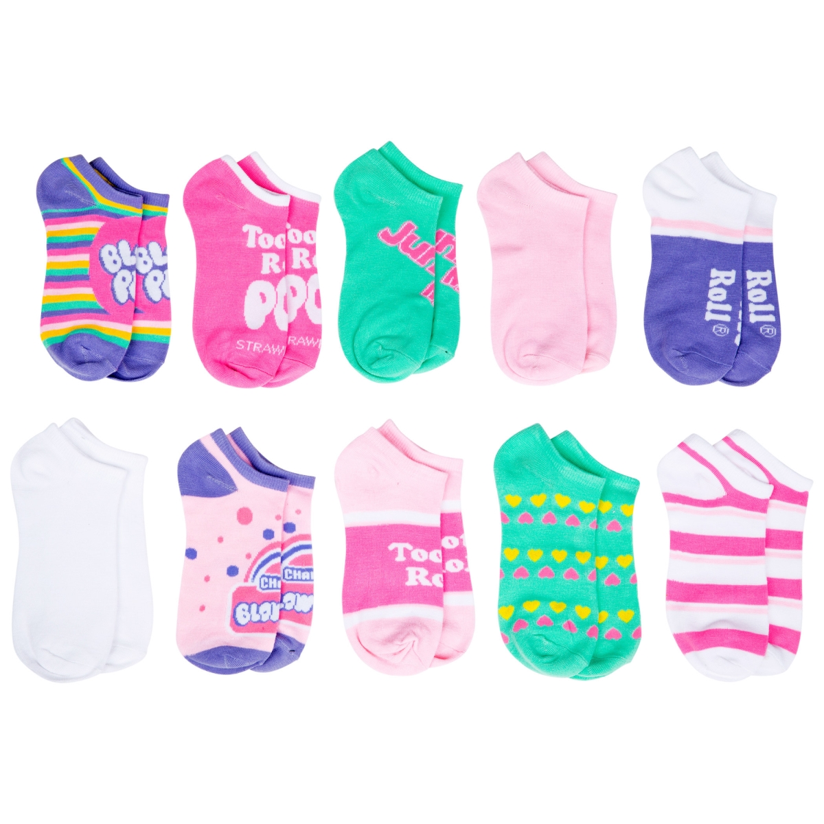 Tootsie Roll No Show Pastel Socks - 10 Pair