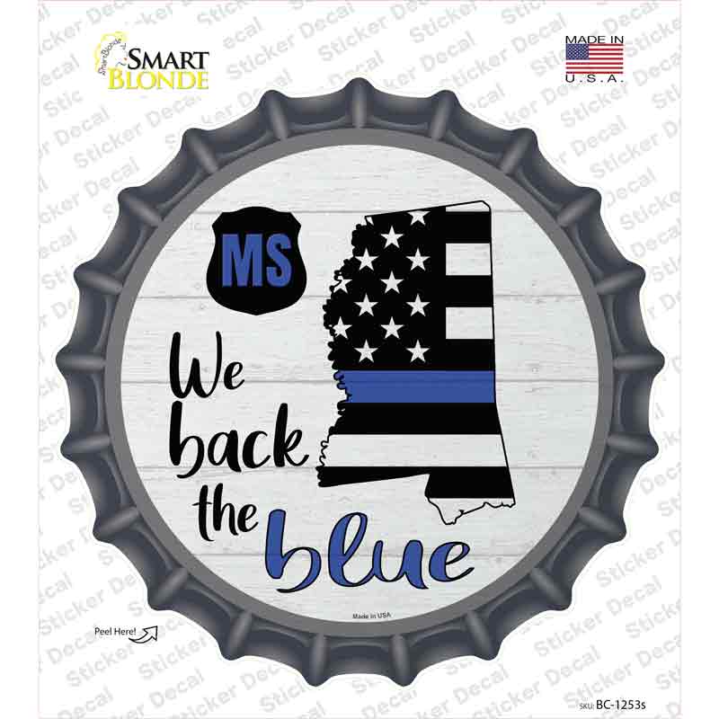 BC-1253s Mississippi Back the Blue Novelty Bottle Cap Decal Sticker