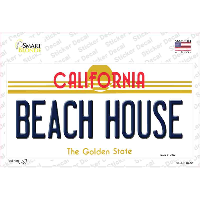 LP-4890s Beach House California Novelty Rectangle Decal Sticker