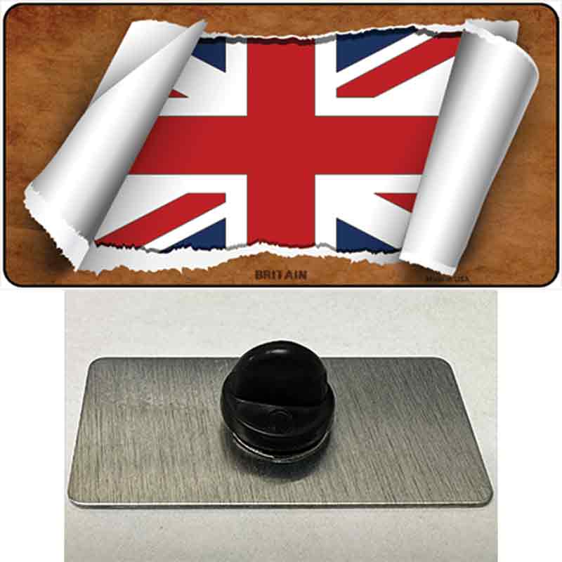 PIN-LP-9332 1.5 X 0.75 in. Britain Flag Scroll Novelty Rectangle Metal Hat Pin