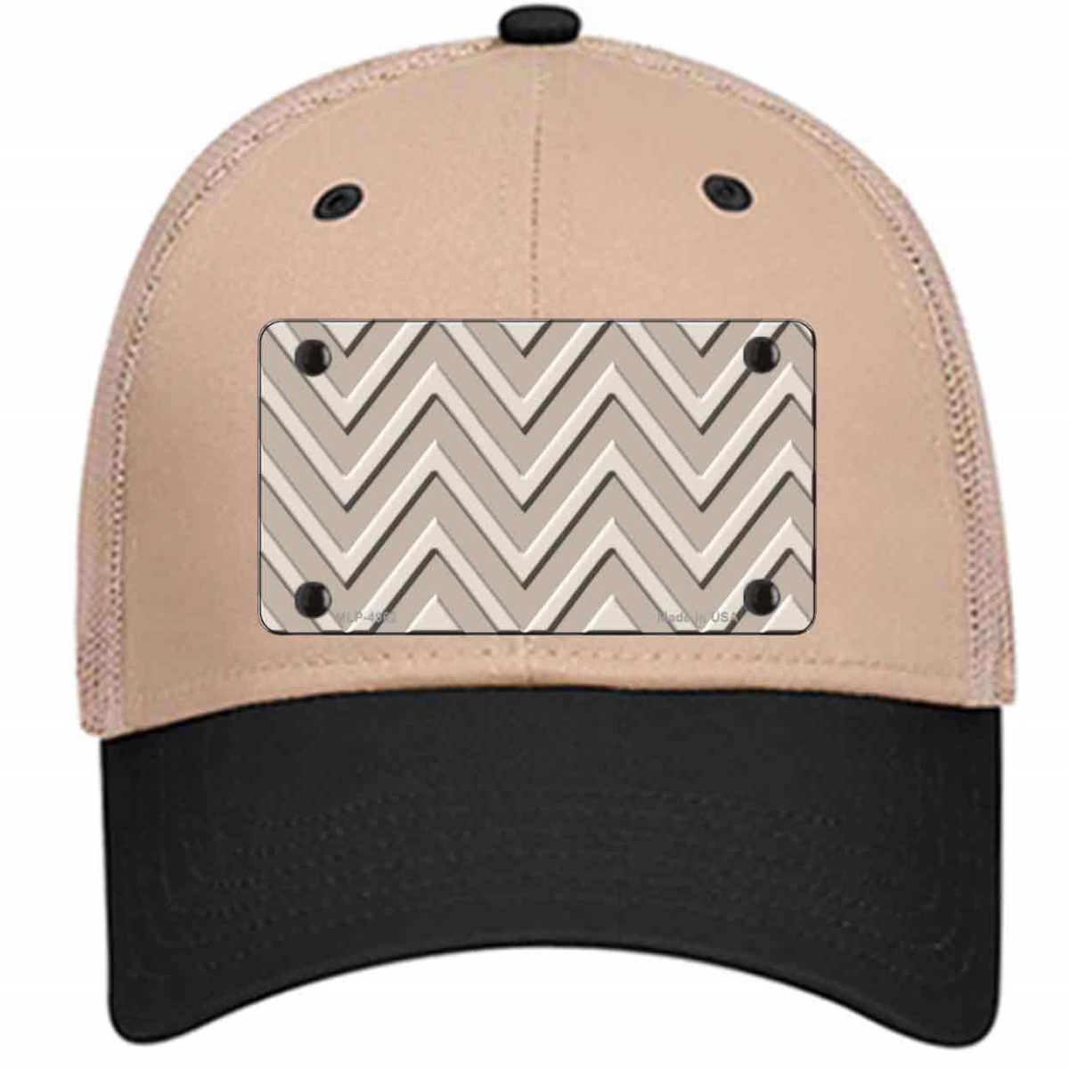 HAT-MLP-4962 4 X 2.2 in. Tan & Light Tan Large Chevron Novelty License Plate Hat