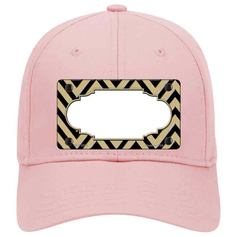 HAT-MLP-5075 4 X 2.2 in. Gold & Black Chevron Scallop Novelty License Plate Hat