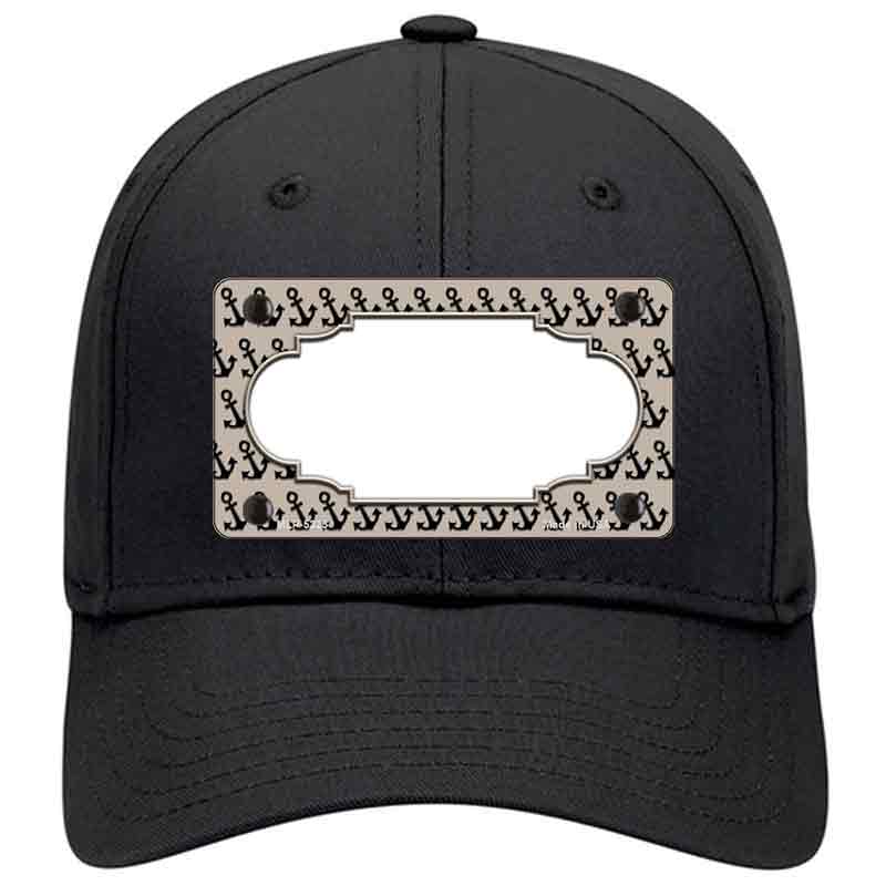 HAT-MLP-5325 4 X 2.2 in. Tan & Black Anchor Scallop Center Novelty License Plate Hat