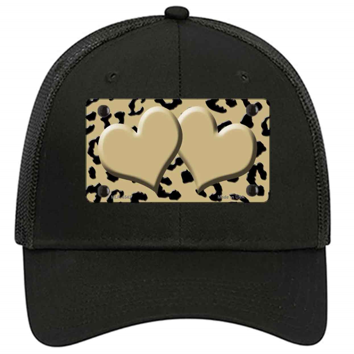 HAT-MLP-4542 4 X 2.2 in. Gold & Black Cheetah Center Hearts Novelty License Plate Hat