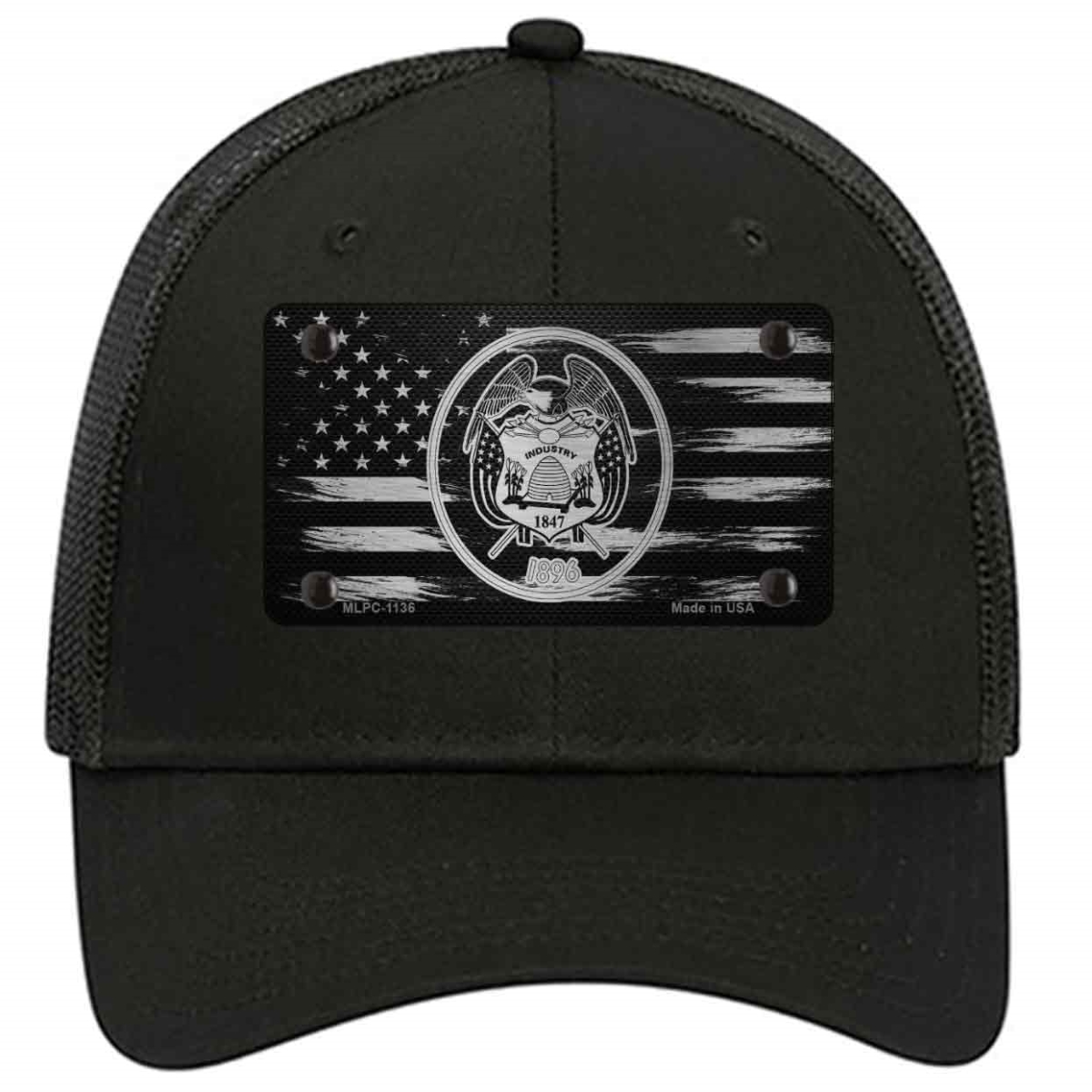 HAT-MLPC-1136 4 X 2.2 in. Utah Carbon Fiber Novelty License Plate Hat