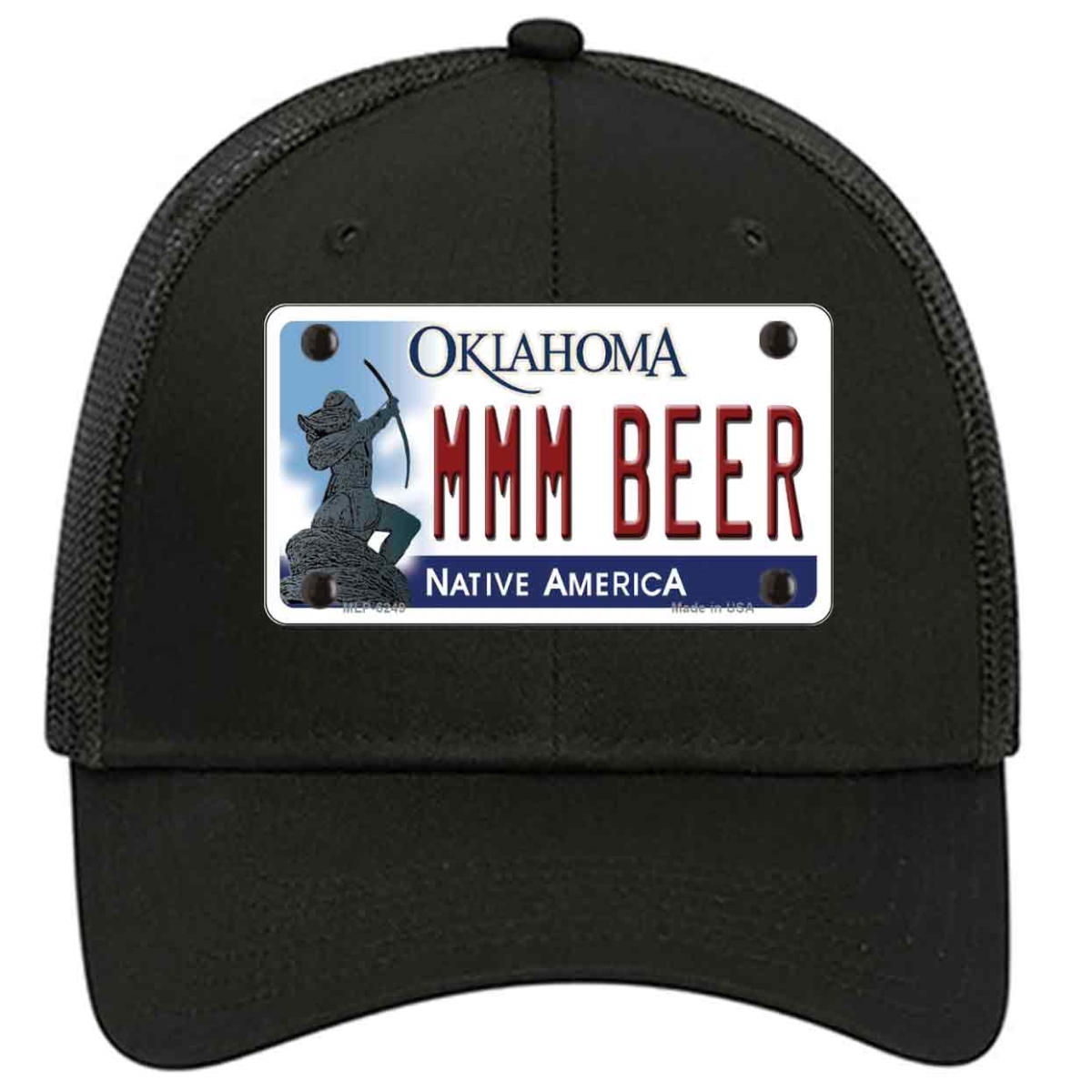 HAT-MLP-6249 4 X 2.2 in. MMM Beer Oklahoma Novelty License Plate Hat