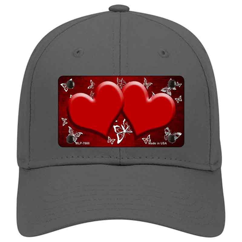 HAT-MLP-7668 4 X 2.2 in. Red & White Hearts Butterfly Oil Rubbed Novelty License Plate Hat