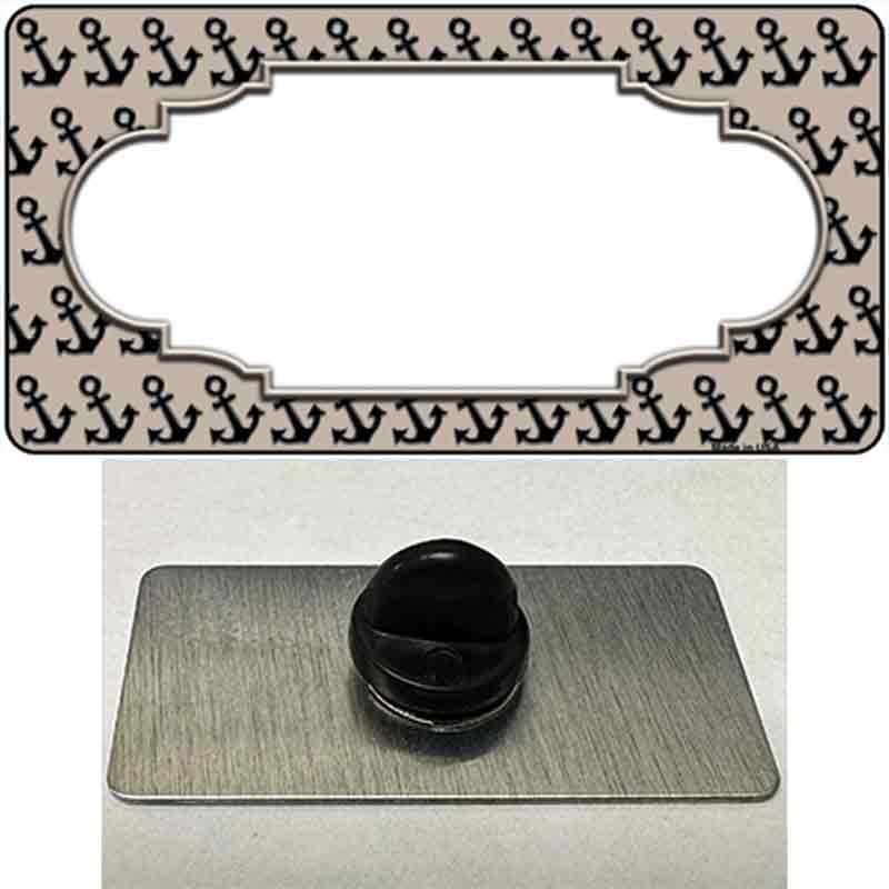 PIN-LP-5325 1.5 X 0.75 in. Tan & Black Anchor Scallop Center Novelty Rectangle Metal Hat Pin