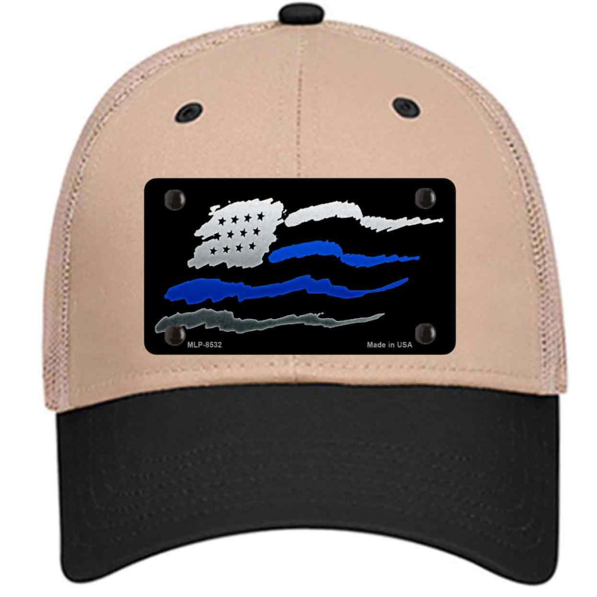 HAT-MLP-8532 4 X 2.2 in. Thin Blue Line Flag Novelty License Plate Hat