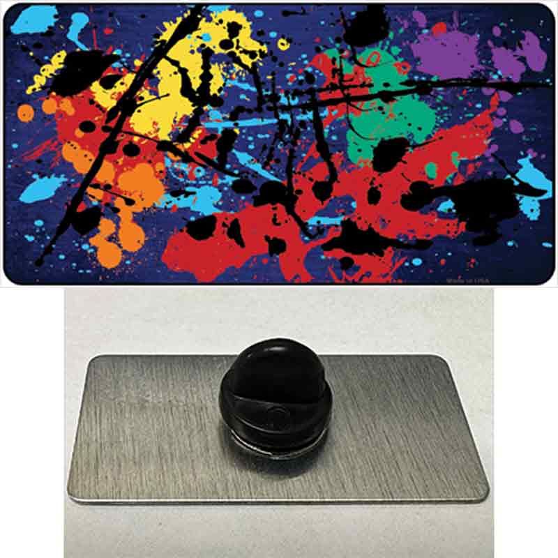 PIN-LP-7786 1.5 X 0.75 in. Blue Splatter Oil Rubbed Novelty Rectangle Metal Hat Pin
