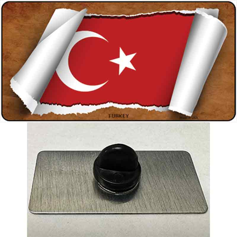 PIN-LP-9303 1.5 X 0.75 in. Turkey Flag Scroll Novelty Rectangle Metal Hat Pin