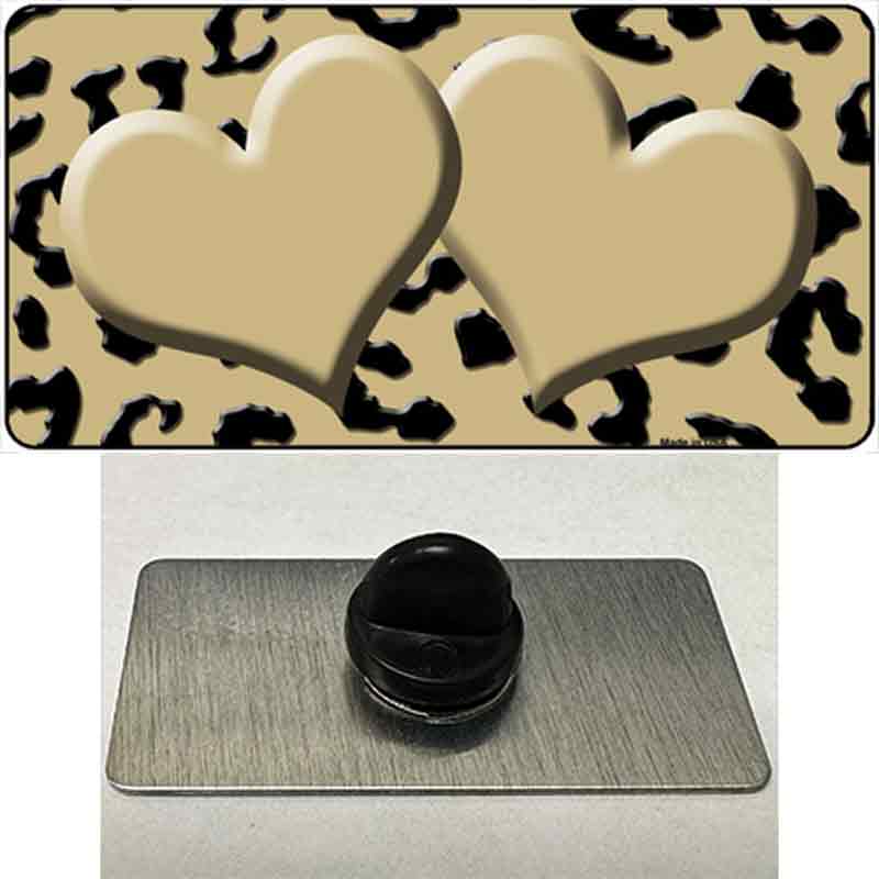 PIN-LP-4542 1.5 X 0.75 in. Gold & Black Cheetah Gold Center Hearts Novelty Rectangle Metal Hat Pin