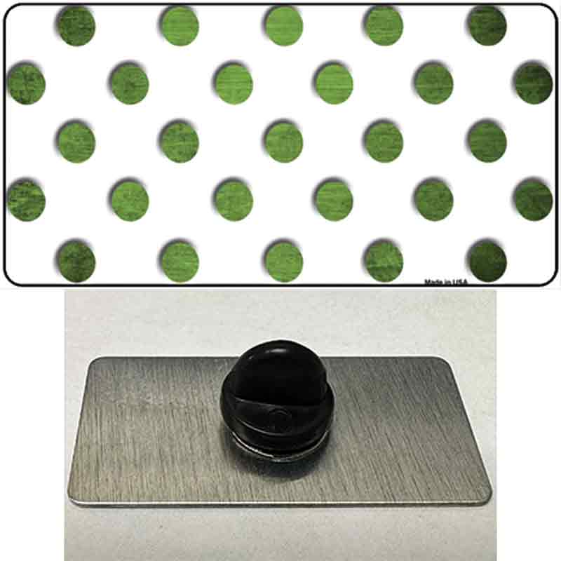 PIN-LP-6974 1.5 X 0.75 in. Lime Green & White Dots Oil Rubbed Novelty Rectangle Metal Hat Pin