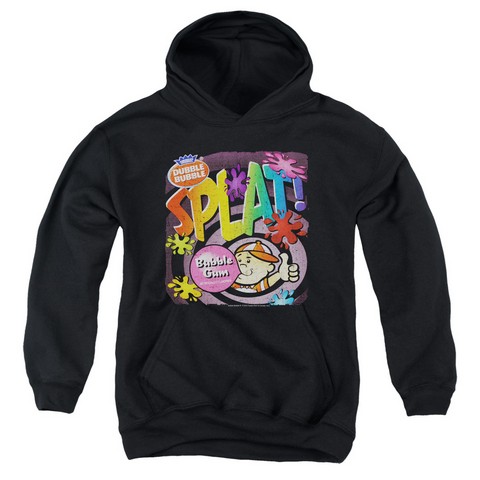 Dubble Bubble-Splat Gum - Youth Pull-Over Hoodie - Black- Extra Large