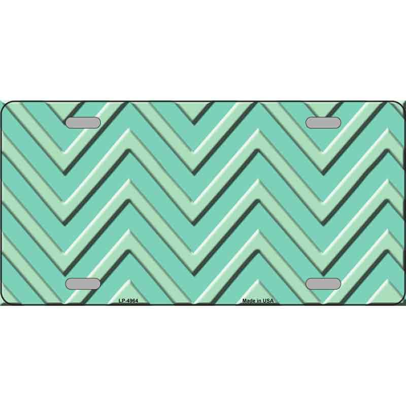 BP-4964 6 X 3 in. Bike Mint & Light Mint Chevron Metal Novelty License Plate