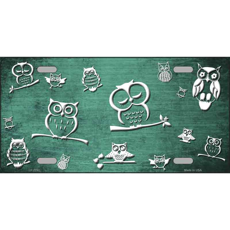 BP-7751 6 X 3 in. Bike Mint White Owl Oil Rubbed Metal Novelty License Plate