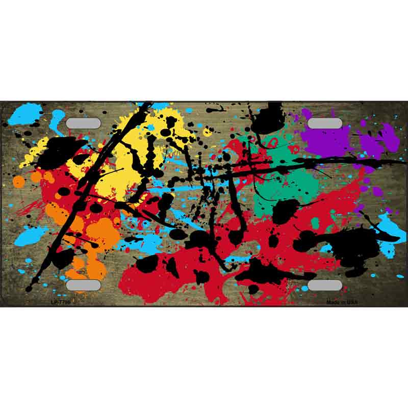 BP-7796 6 X 3 in. Bike Gold Splatter Oil Rubbed Metal Novelty License Plate