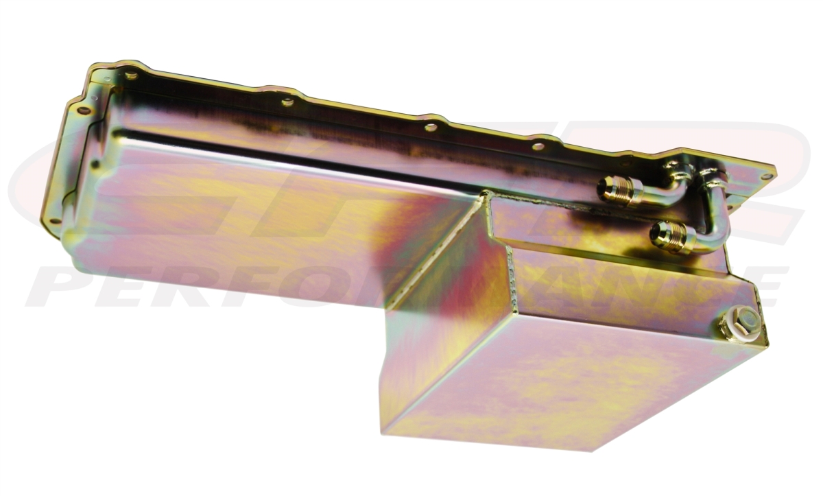 HZ-9734-R Steel Chevy Gm Ls Engines Oil Pan 7 Qt 90 Degree Fitting-Raw