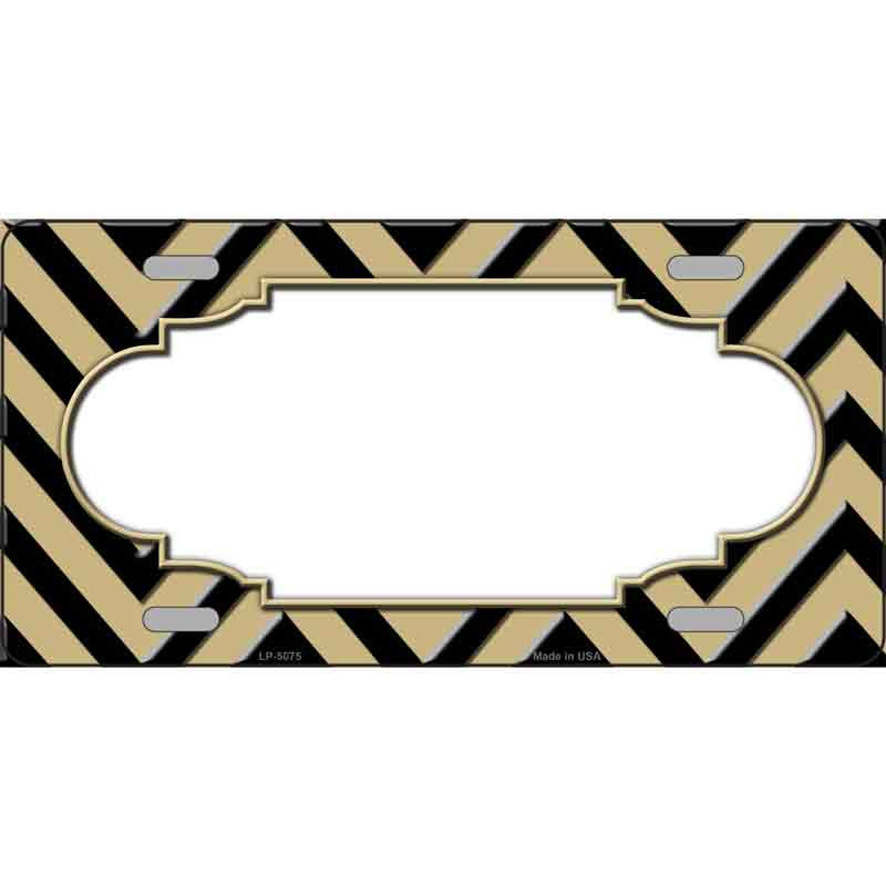 BP-5075 6 X 3 in. Bike Gold & Black Chevron Scallop Metal Novelty License Plate