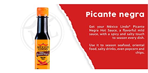 Mexico Lindo Picante Negra Hot Sauce | Light & Spicy | 8,400 Scoville Level | Great with Asian Food, Seafood & Meat | 5 Fl Oz Bottle (Pack of 2) thumbnail