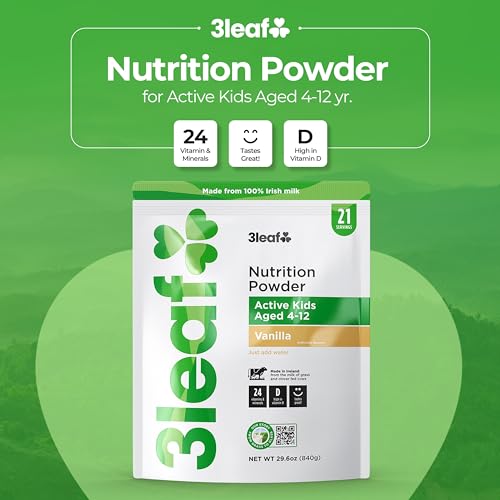 3leaf Kids Nutrition Powder – Powdered Milk - Whole Milk Vanilla Protein Powder – Meal Replacement Shake – Everyday Protein Drink – Made in Ir thumbnail