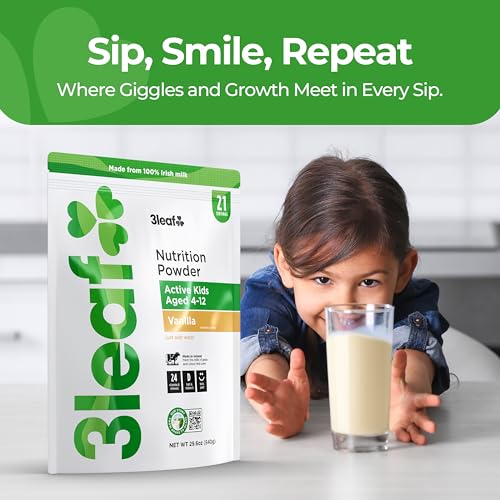 3leaf Kids Nutrition Powder – Powdered Milk - Whole Milk Vanilla Protein Powder – Meal Replacement Shake – Everyday Protein Drink – Made in Ir thumbnail