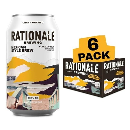 Rationale Brewing Mexican Lager Style Non-Alcoholic Beer  6 Pack  12 Fl Oz  Aluminum Cans