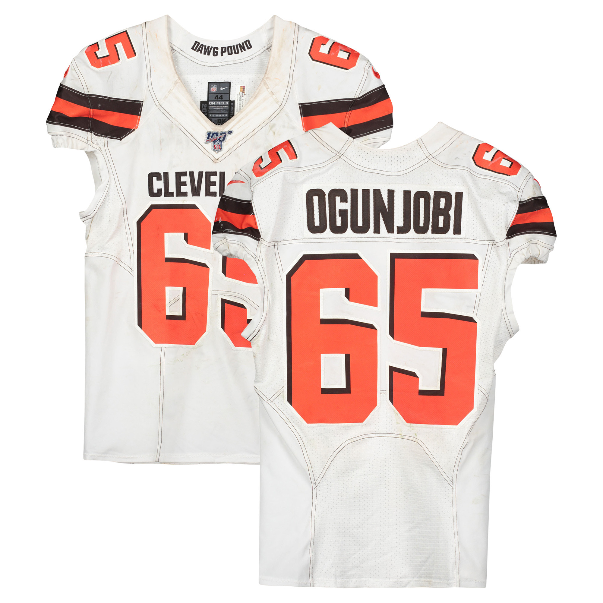 Larry Ogunjobi Cleveland Browns Game-Used Nike #65 Jersey Vs. Arizona Cardinals on December 15, 2019