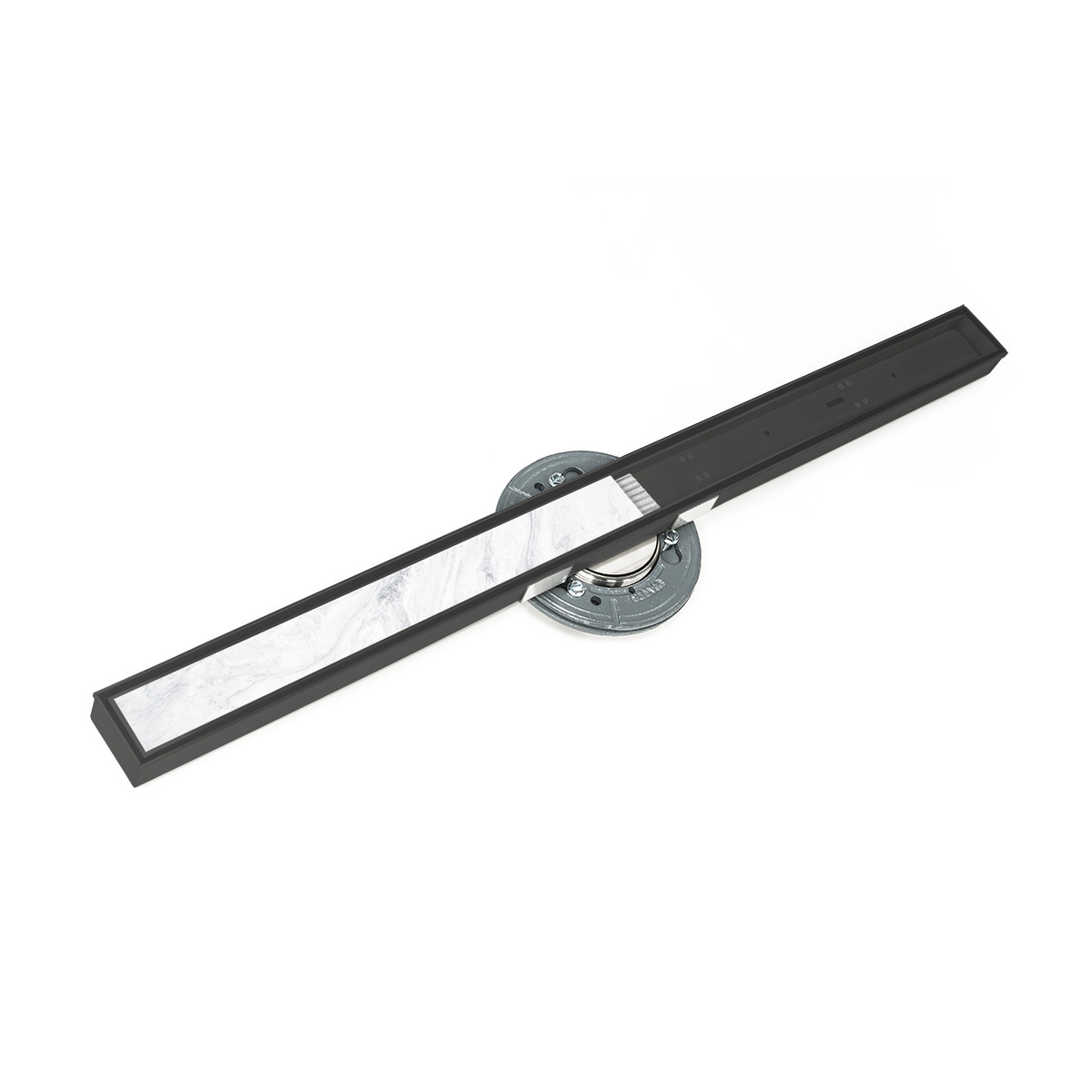 Infinity Drain S-TIFAS 9980-I 80 Inch Complete Linear Drain Set with Cast Iron Drain Body Matte Black Showers Shower Drains Linear Drains