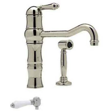 A3479LPWSSTN-2 Country Kitchen Collection Single Top Lever Cast Spout Country Kitchen Faucet  Porcelain Lever with Handspray  California AB 1953 and