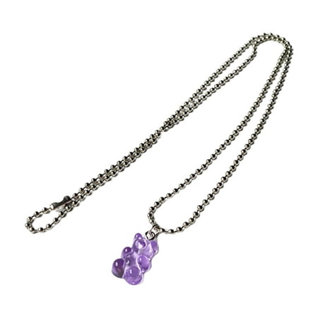 SIEYIO Gummy Bear Necklace Resin Candy Color Cartoon Pendant Chain for Women Girls Gift
