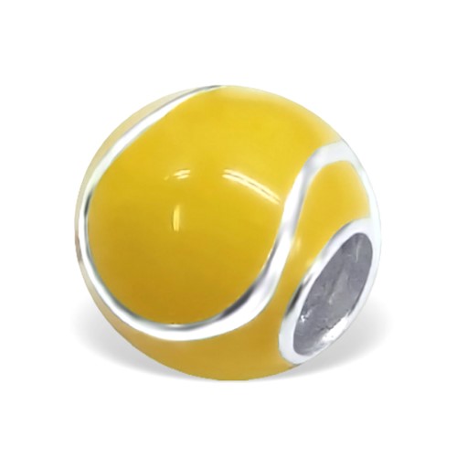 Sterling Silver Yellow Tennis Ball Cheneya Bead, Fits Most Major Charm Bracelets