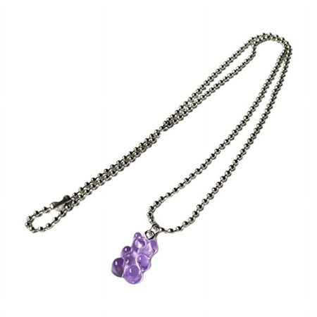 Qisuw Gummy Bear Necklace Resin Candy Color Cartoon Pendant Chain for Women Girls Jewelry Gifts