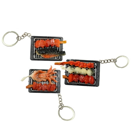 3 Pcs Car Key Rings Phone Keychain Barbecue Lifelike Food Easter Party Favor Mini Bag Pendant