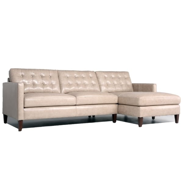SoHo Sand Italian Leather Upholstered Sectional