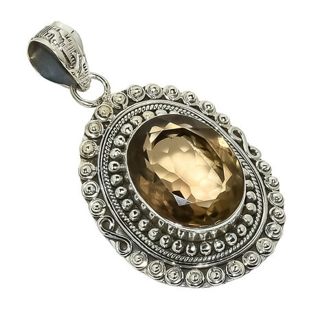 Smoky Quartz Solid 925 Sterling Silver Pendant 1.89  (SP-2313