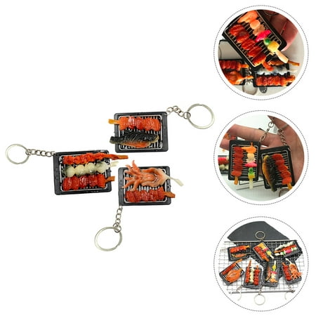 Mini Backpack Toy Barbecue Keychain Easter Goodie Bag Filler Simulation Food Pendant Ring Keyring Luke 3 Pcs