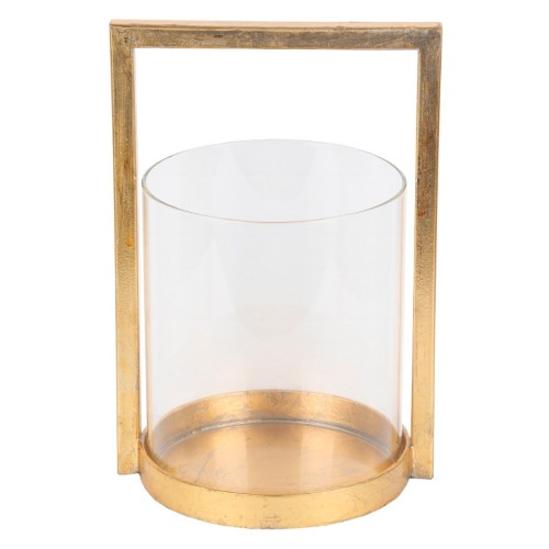 Privilege International Gold Leaf Table Lantern, 6.5x6.5x11