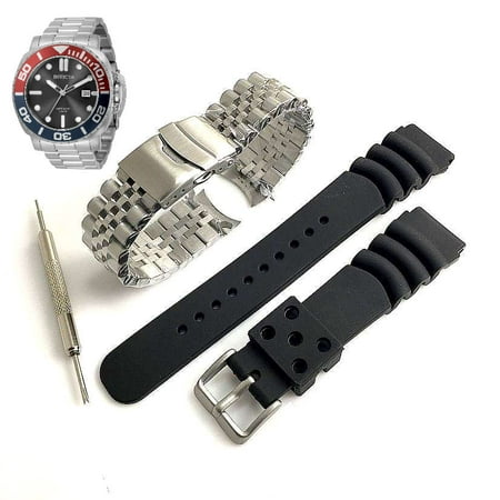 Pack of 2 Steel and Leather Replacement Watch Band Fits Invicta Pro Diver 34311