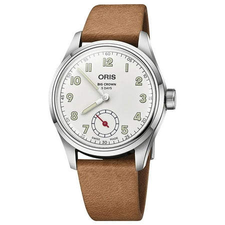 Limited Edition Oris Big Crown Wings of Hope Automatic Stainless Steel White Dial Beige Leather Strap Mens Watch 401 7781 4081-Set