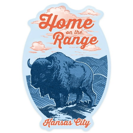 Die Cut Sticker Kansas City  Missouri  Blue Buffalo  Home on the Range  Contour Vinyl Sticker 3 to 6 Inches  (Waterproof Decal for Cars  Water Bottles