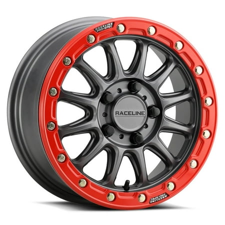 15X7 Raceline A14GR Alpha Gunmetal W/ Red BEADLOCK UTV Wheel 5x4.5 (53mm)