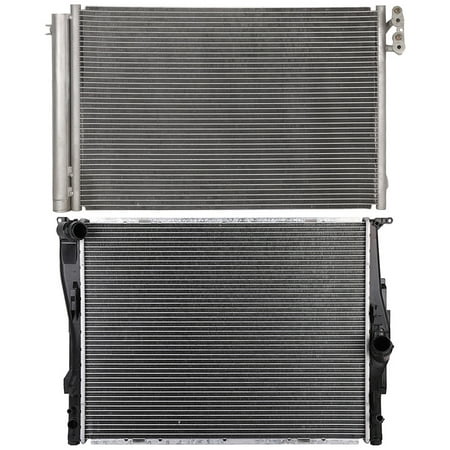 Cciyu 3443 Condenser and 2882 Radiator Replacement for 2009-2013 for B-M-W for 328i XDrive 2007-2008 for B-M-W for 328xi 2006 for B-M-W for 330i