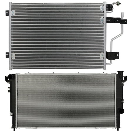 Cciyu 4579 Condenser and 1553 Radiator Replacement for 1994-1997 for Dodge for Ram 2500 1994-1997 for Dodge for Ram 3500