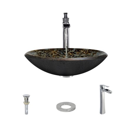 MR Direct 634 Vessel Sink Ensemble with a Chrome Finish 731 Faucet  Pop-up Drain  and Sink Ring.