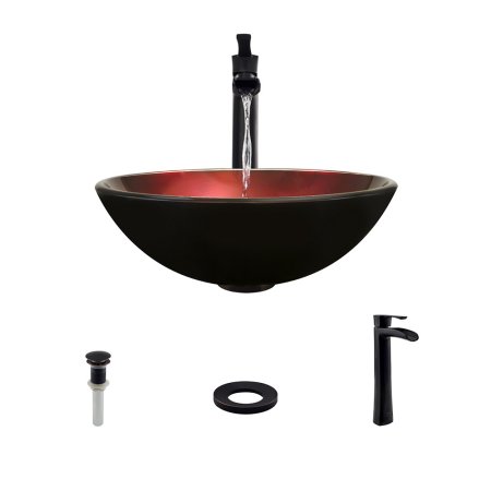 MR Direct 607 Vessel Sink Ensemble with an Antique Bronze Finish 731 Faucet  Pop-up Drain  and Sink Ring.
